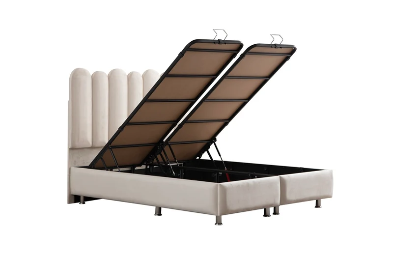 Lit Coffre MAGNUM BLANC CASSÉ - Velours