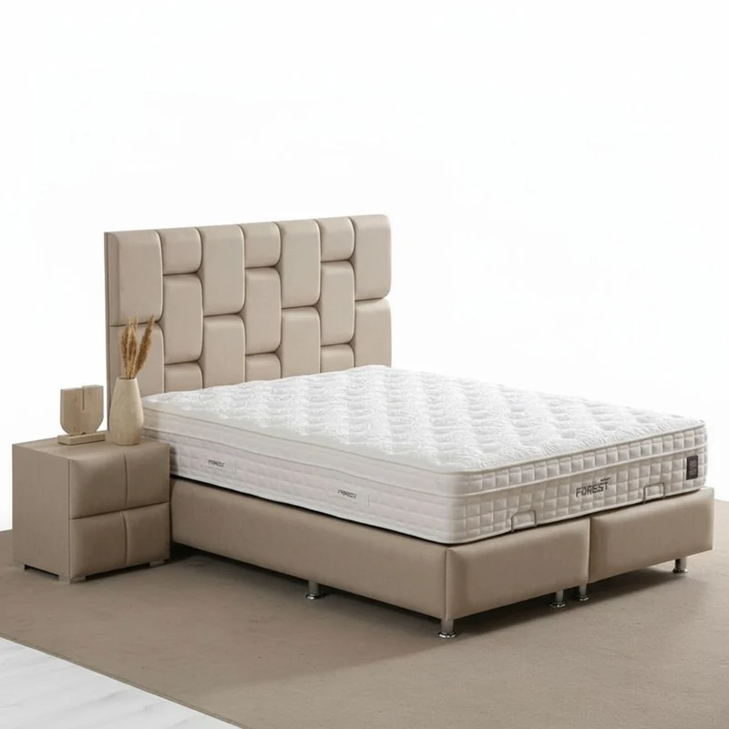 Lit Coffre SILVIA BEIGE - Velours