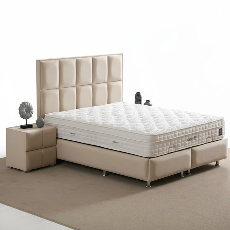 Lit Coffre NOVITA BEIGE - Velours