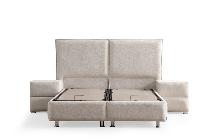 Lit Coffre MAYA BLANC CASSÉ - Chenille