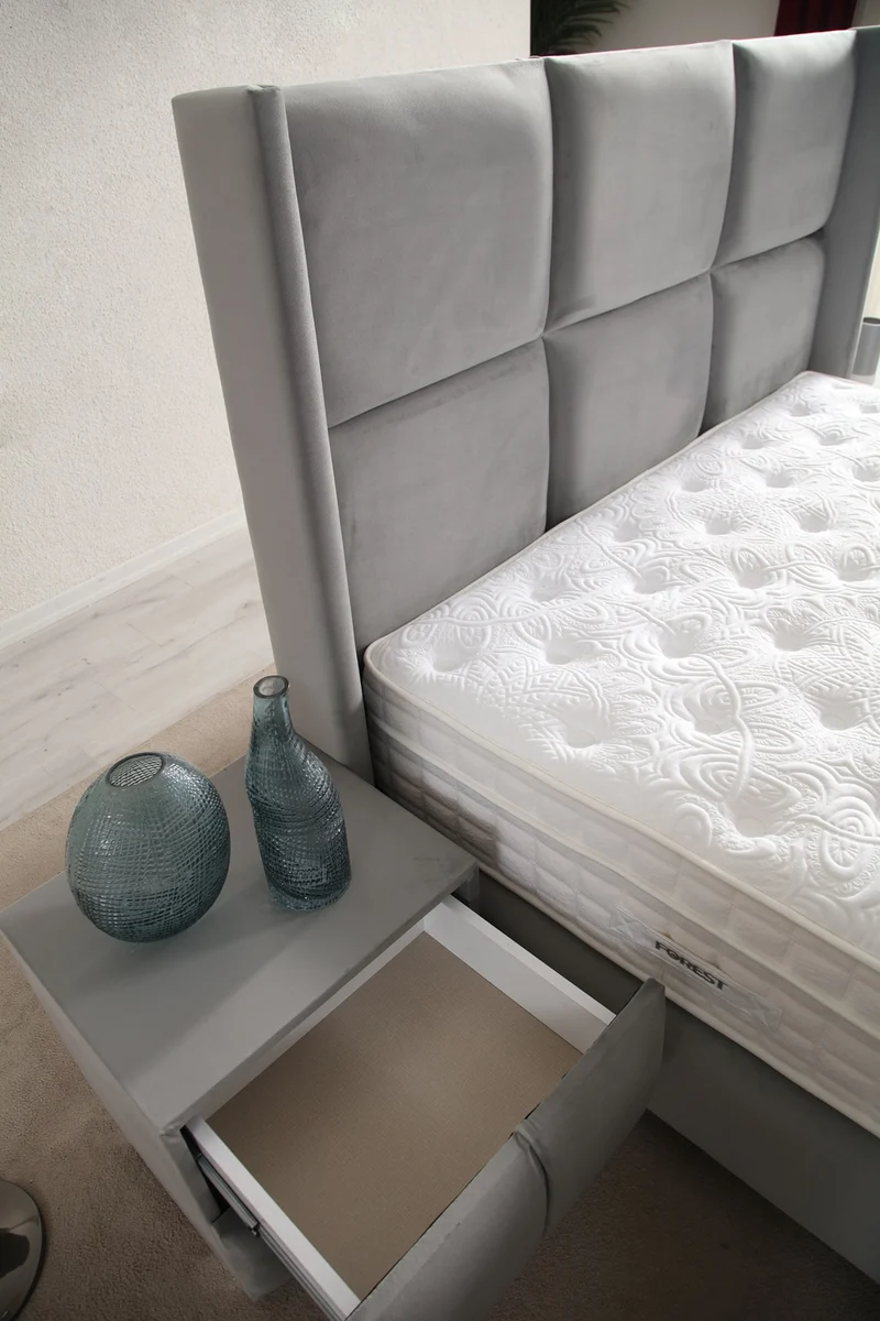 Lit Coffre RIO GRIS - Velours