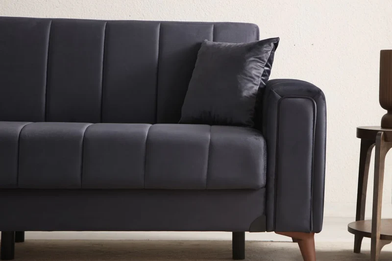 Canapé Convertible Novia Velours Gris Anthracite