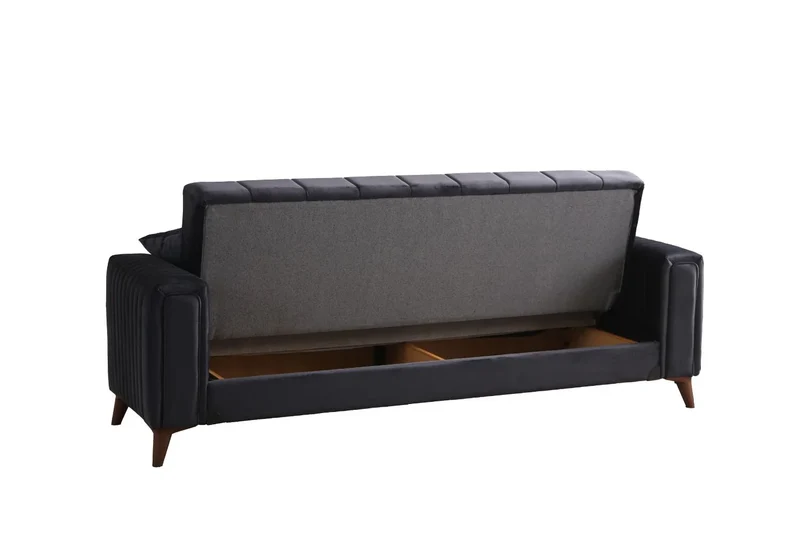Canapé Convertible Novia Velours Gris Anthracite