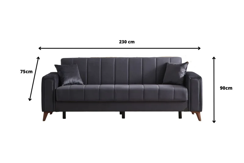 Canapé Convertible Novia Velours Gris Anthracite