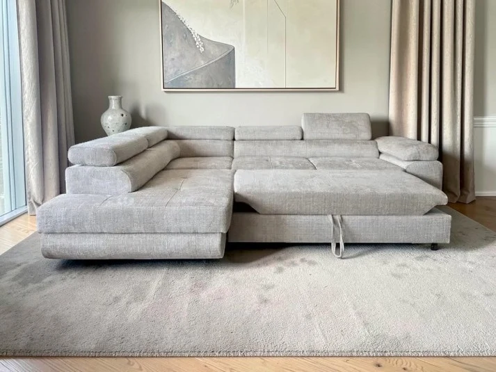 Canapé d'Angle Convertible Tona Tweed Beige