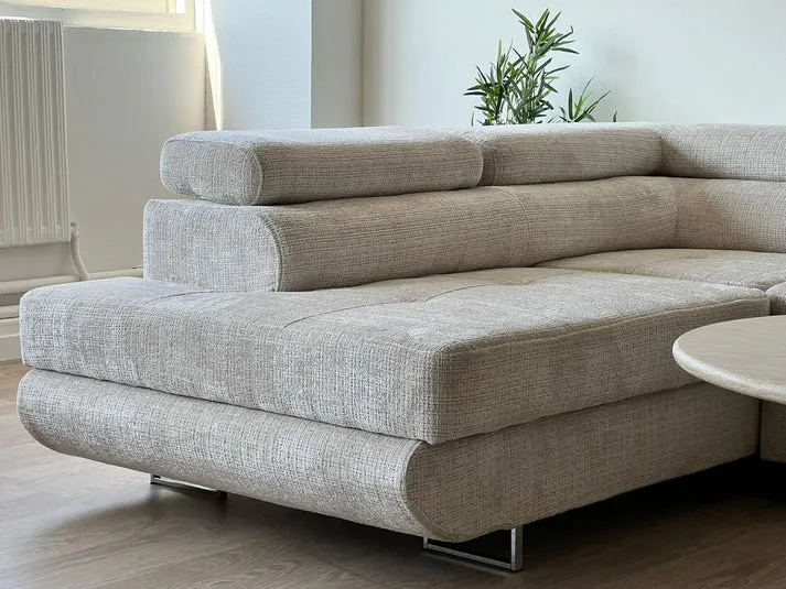 Canapé d'Angle Convertible Tona Tweed Beige