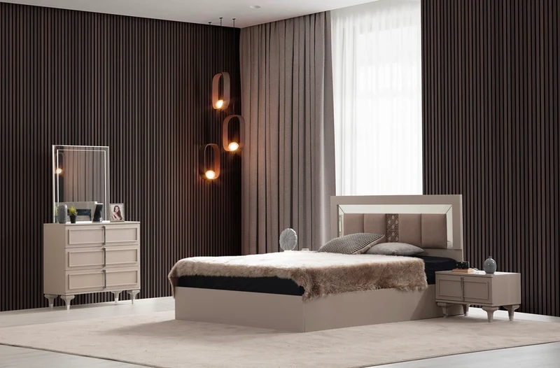 Chambre à Coucher Rustique Grège