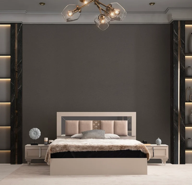 Chambre à Coucher Rustique Grège
