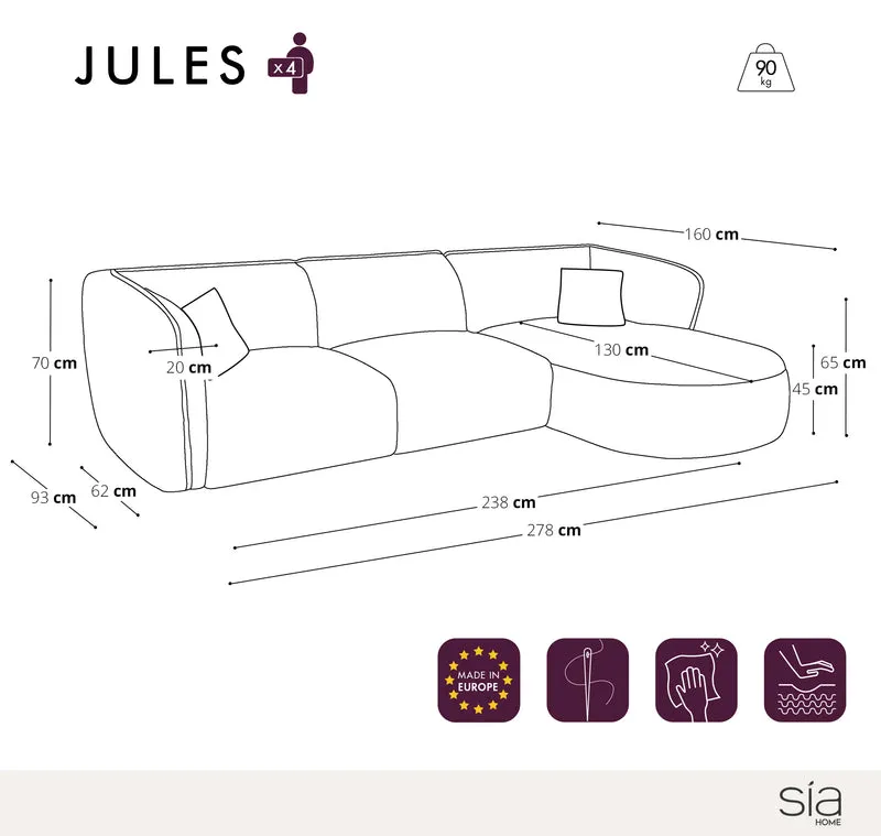 Canapé d'angle droit JULES à motif