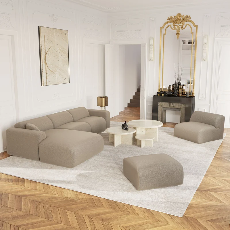 Canapé grand angle gauche MYRA Bouclette