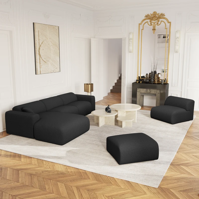 Canapé grand angle gauche MYRA Bouclette