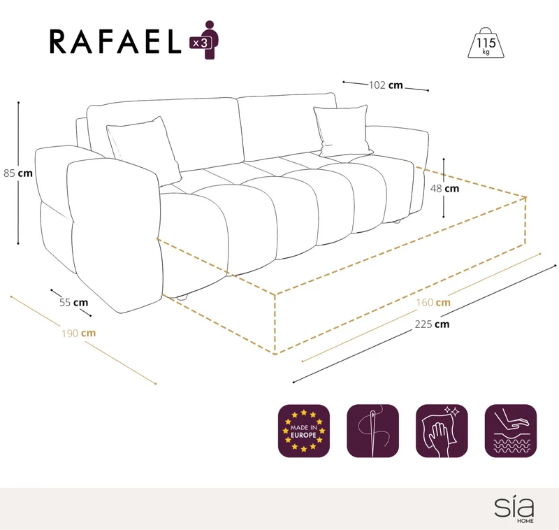 Canapé convertible express matelas 160cm RAFAEL Velours