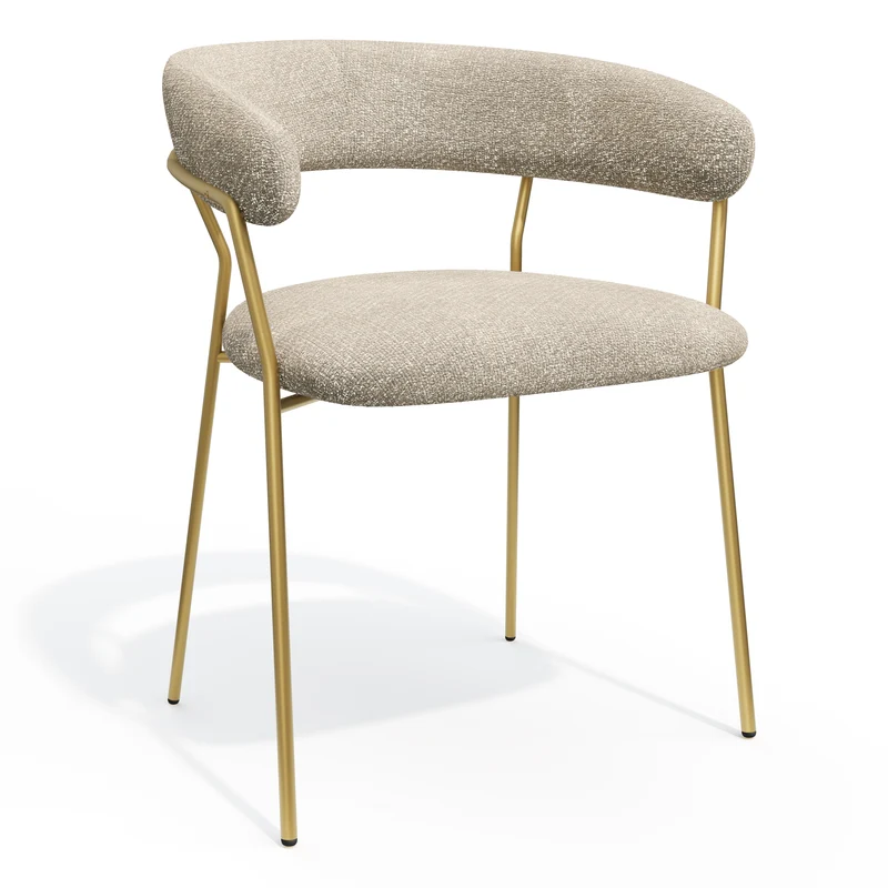 Lot de 2 chaises LILY Velours tramé pieds dorés
