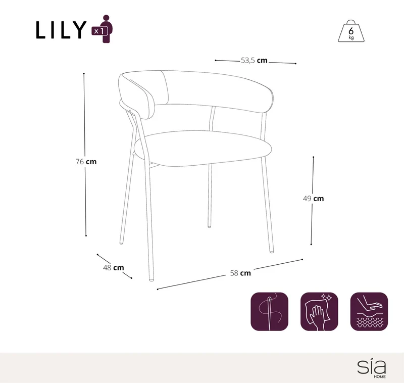Lot de 2 chaises LILY Bouclette pieds noirs