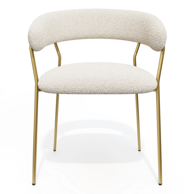 Lot de 2 chaises LILY Bouclette pieds dorés