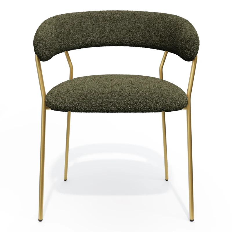 Lot de 2 chaises LILY Bouclette pieds dorés
