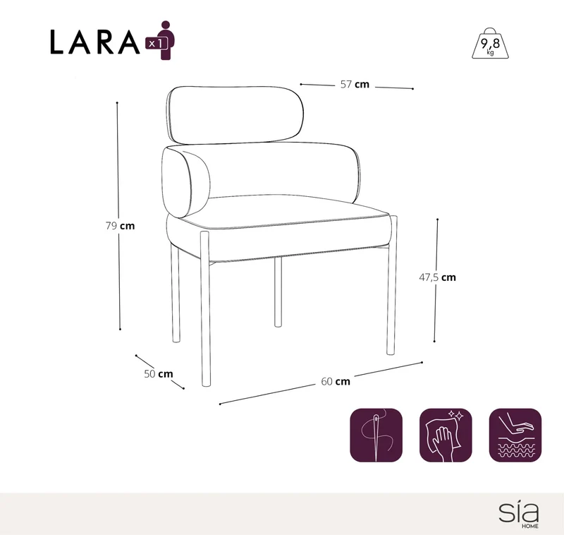 Lot de 2 Chaises Lara Velours texturé Pieds Or chrome
