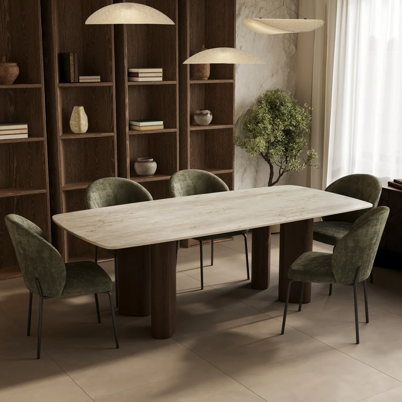 Table à manger AZALEE pieds noyers 200x100x76cm