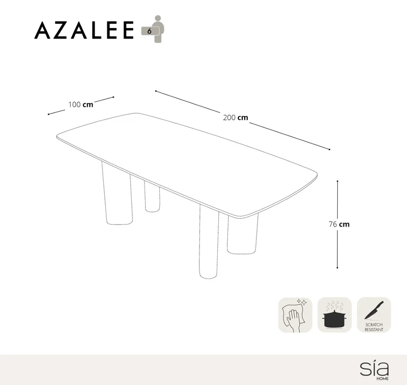 Table à manger AZALEE pieds noyers 200x100x76cm