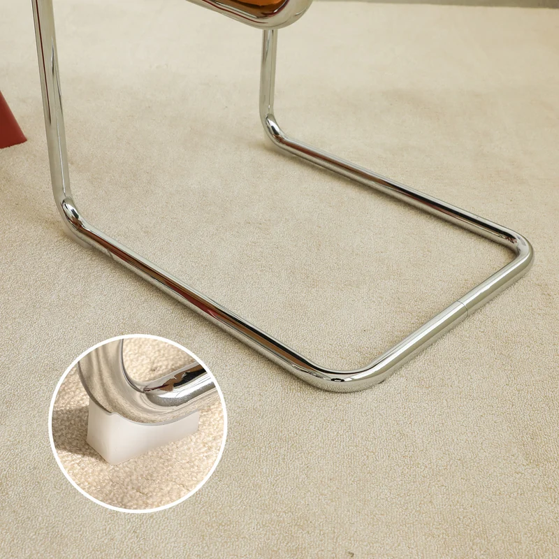 Lot de 2 chaises de salle à manger Breuer en velours orange et dossier en rotin, pieds chromés FLARELYNX