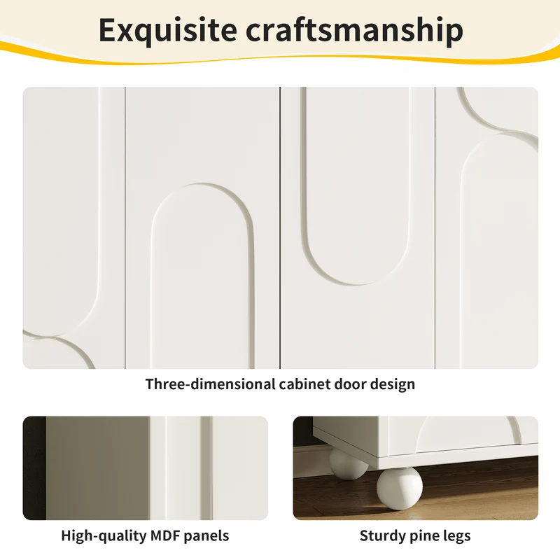 Buffet moderne blanc motif U 120x35x71cm ALIGNLNE