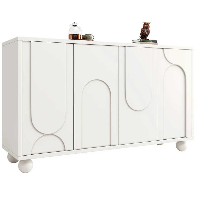 Buffet moderne blanc motif U 120x35x71cm ALIGNLNE