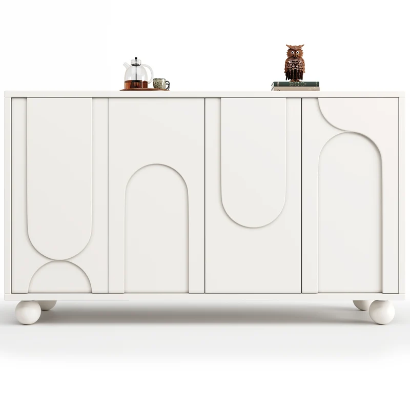 Buffet moderne blanc motif U 120x35x71cm ALIGNLNE