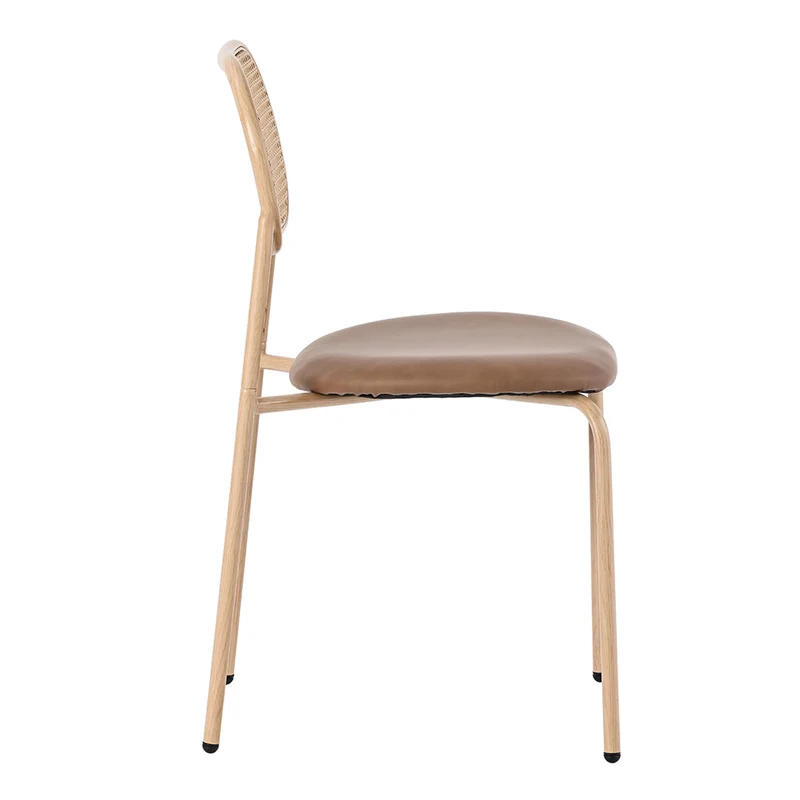 Lot de 6 chaises de salle à manger PU beige et dossier en rotin VIVIDLON