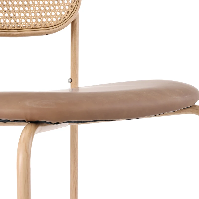 Lot de 6 chaises de salle à manger PU beige et dossier en rotin VIVIDLON