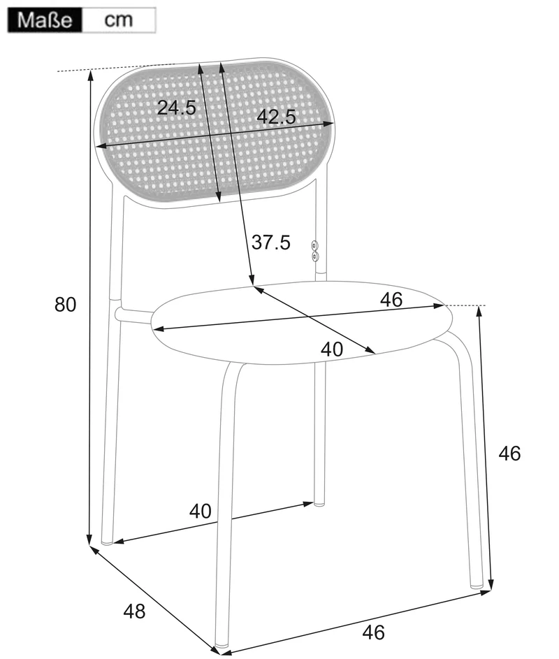 Lot de 2 chaises de salle à manger PU beige en rotin pieds en métal VERTEXIX