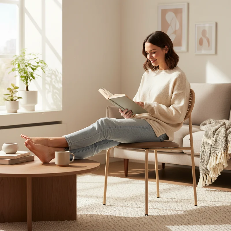 Lot de 2 chaises de salle à manger PU beige en rotin pieds en métal VERTEXIX