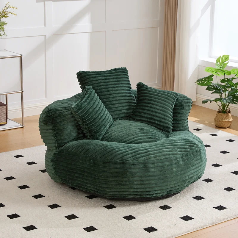 Canapé chauffeuse fauteuil rond en velours côtelé chenille vert olive fauteuil lounge KAMECONE