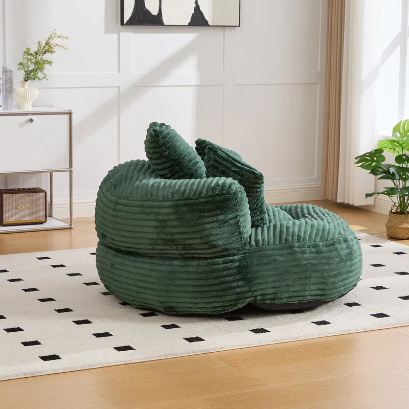 Canapé chauffeuse fauteuil rond en velours côtelé chenille vert olive fauteuil lounge KAMECONE
