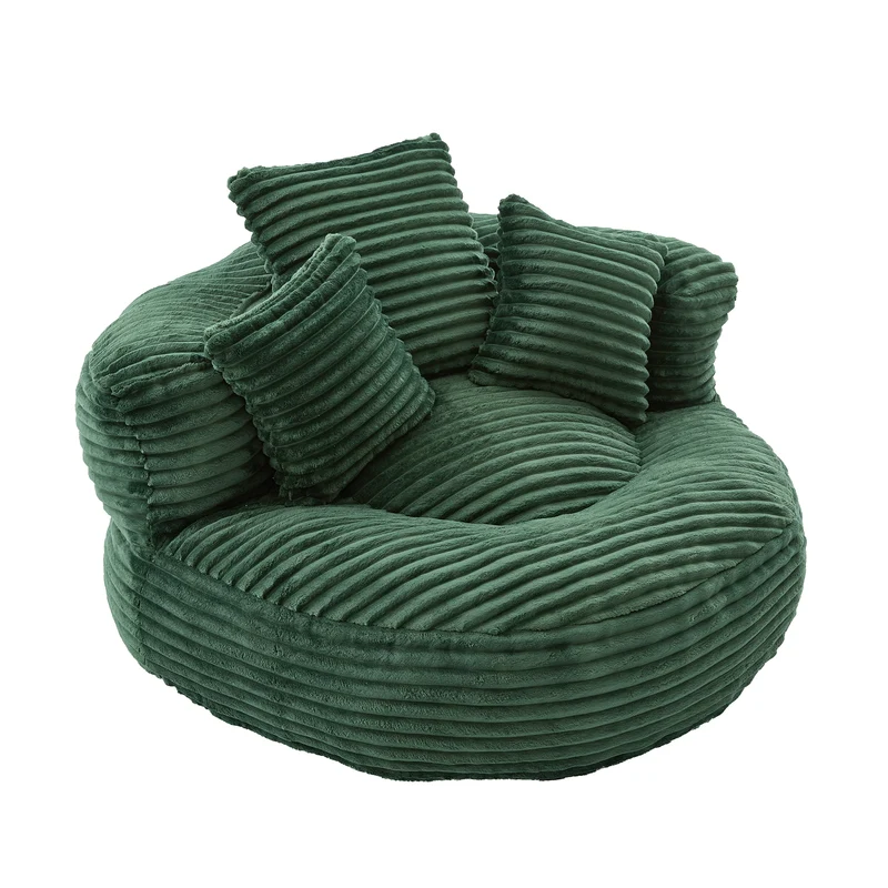 Canapé chauffeuse fauteuil rond en velours côtelé chenille vert olive fauteuil lounge KAMECONE