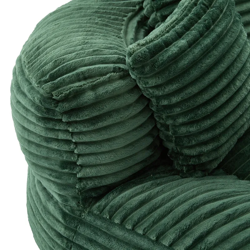 Canapé chauffeuse fauteuil rond en velours côtelé chenille vert olive fauteuil lounge KAMECONE