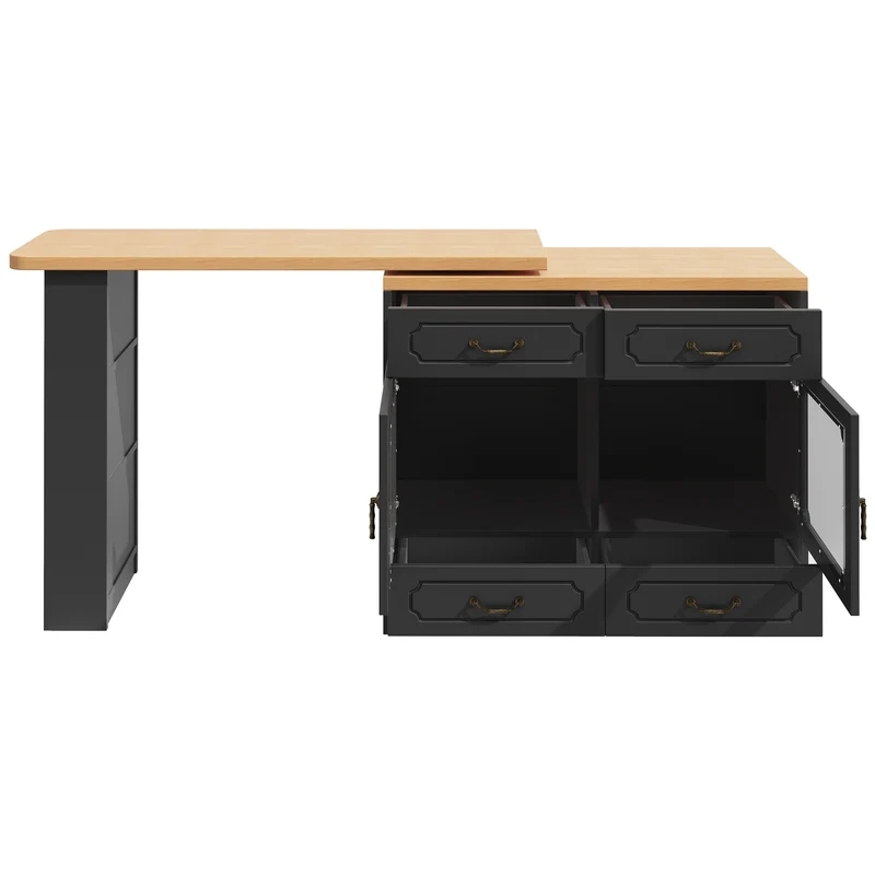 Table de bar extensible rotatif 360° avec LED 135-203*39*92.8cm RIFTZORATHYN
