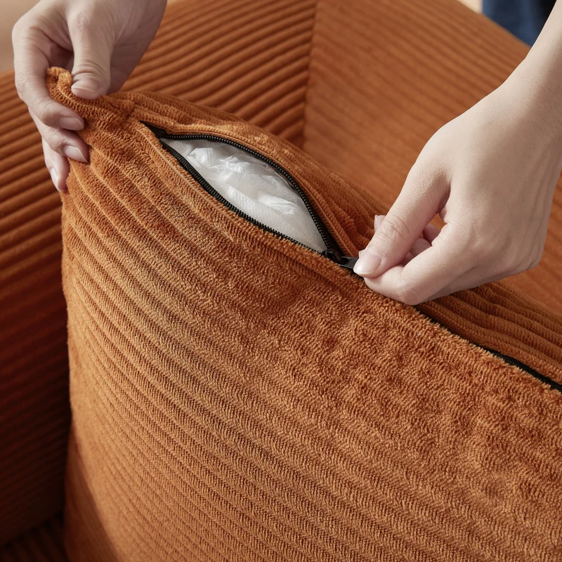 Canapé 3 places modulable sans armature, convertible en lit, velours terracotta, style tatami 195x89x59cm MERIDIANZYN