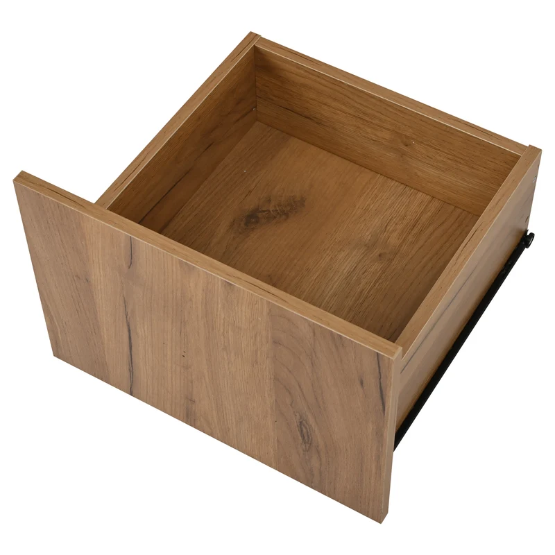Meuble TV effet bois et noir avec éclairage LED, plateau en verre 160x40x42cm CYCLOID