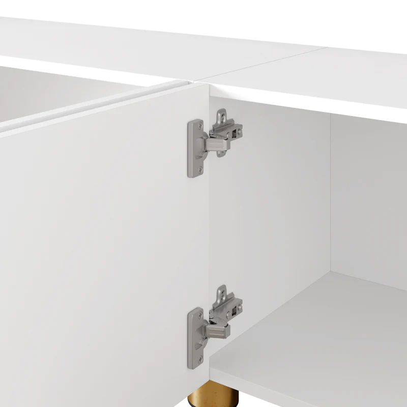 Meuble TV blanc design arche 4 portes pieds dorés 180x35x40cm FABRIC VANITY