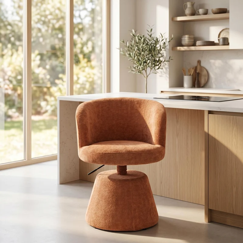 Chaise de salle à manger chenille rouge orange pivotant 360° hauteur réglable pour un tabouret de bar FLEX BOOKCASE