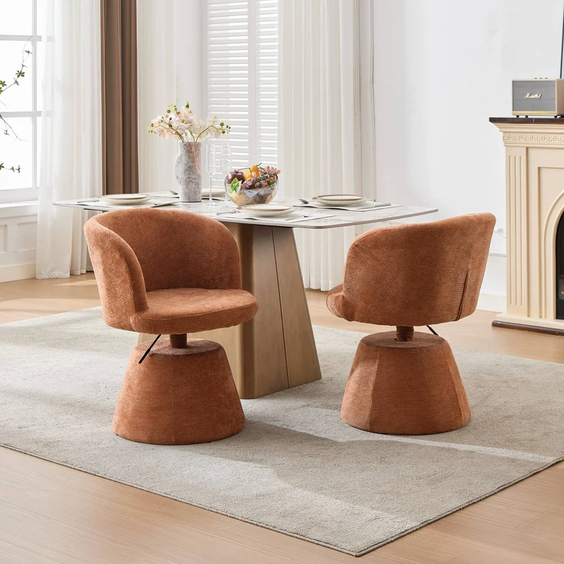 Chaise de salle à manger chenille rouge orange pivotant 360° hauteur réglable pour un tabouret de bar FLEX BOOKCASE