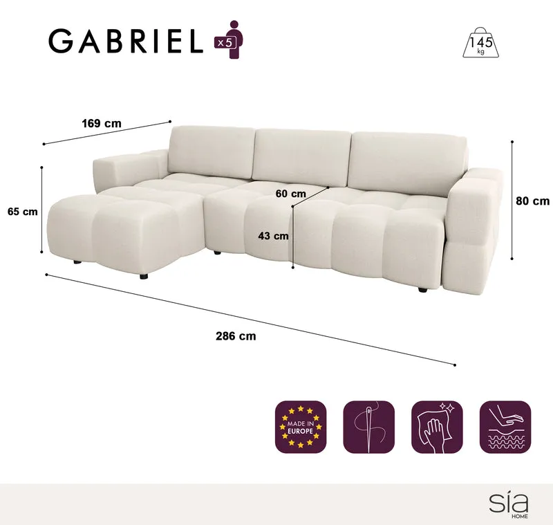 Canapé d'angle gauche convertible GABRIEL Tissu tramé - Avec coffre de rangement