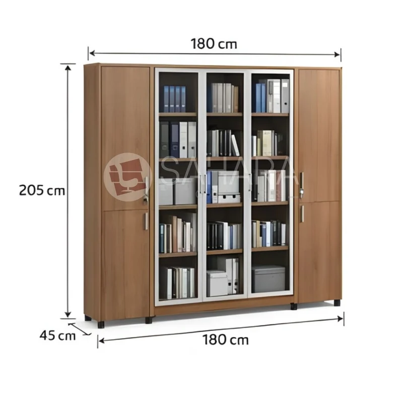 Armoire bibliothéque avec portes vitrés Réf C0830