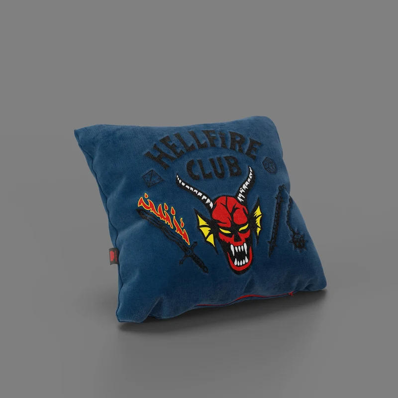 Coussin Hellfire Club Stranger Things Édition Limtée avec broderie – tissu détachable 45x45 Bleu