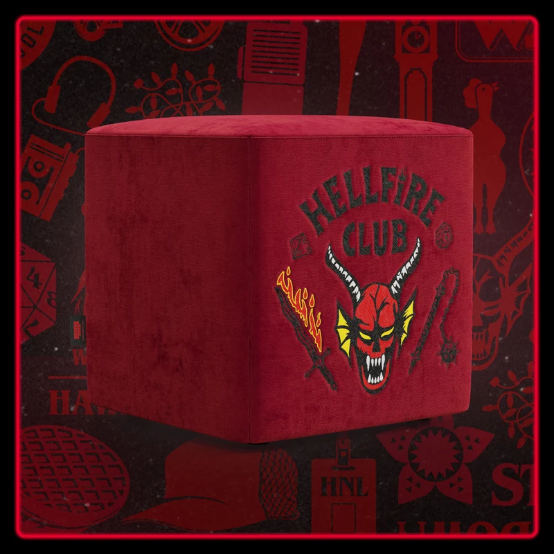 Cube pouf Hellfire club Stranger Things Édition - l'icône qui devient design - Rouge