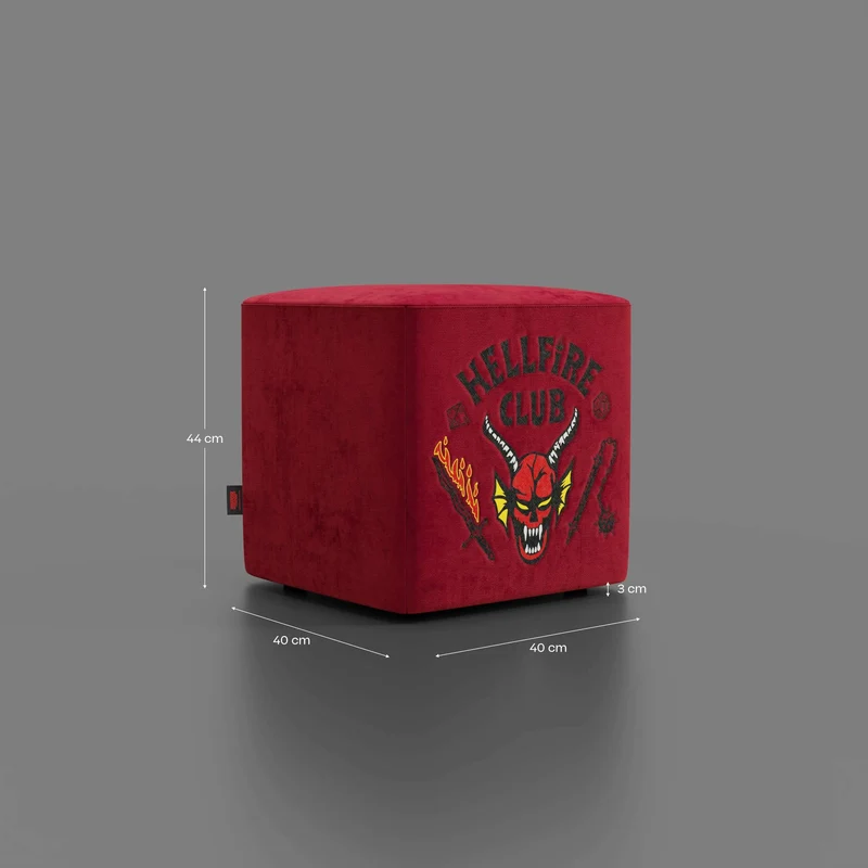 Cube pouf Hellfire club Stranger Things Édition - l'icône qui devient design - Rouge