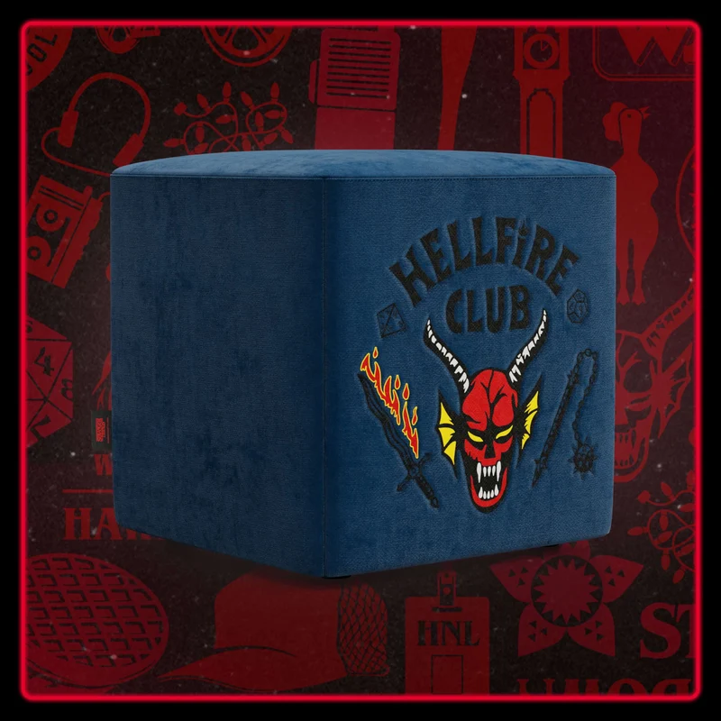Cube pouf Hellfire club Stranger Things Édition - l'icône qui devient design - Bleu
