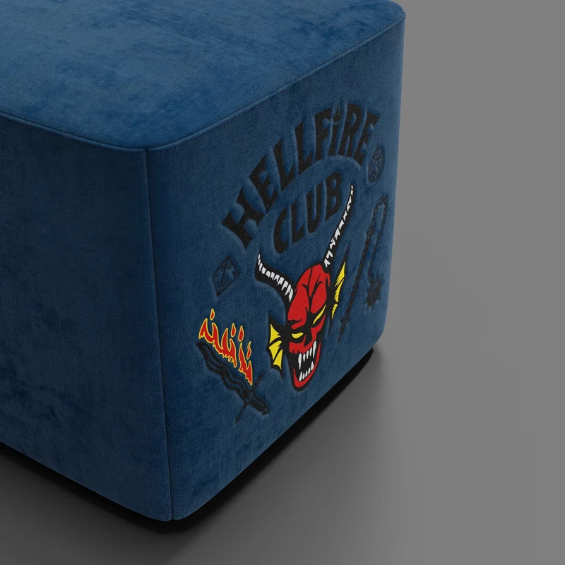 Cube pouf Hellfire club Stranger Things Édition - l'icône qui devient design - Bleu