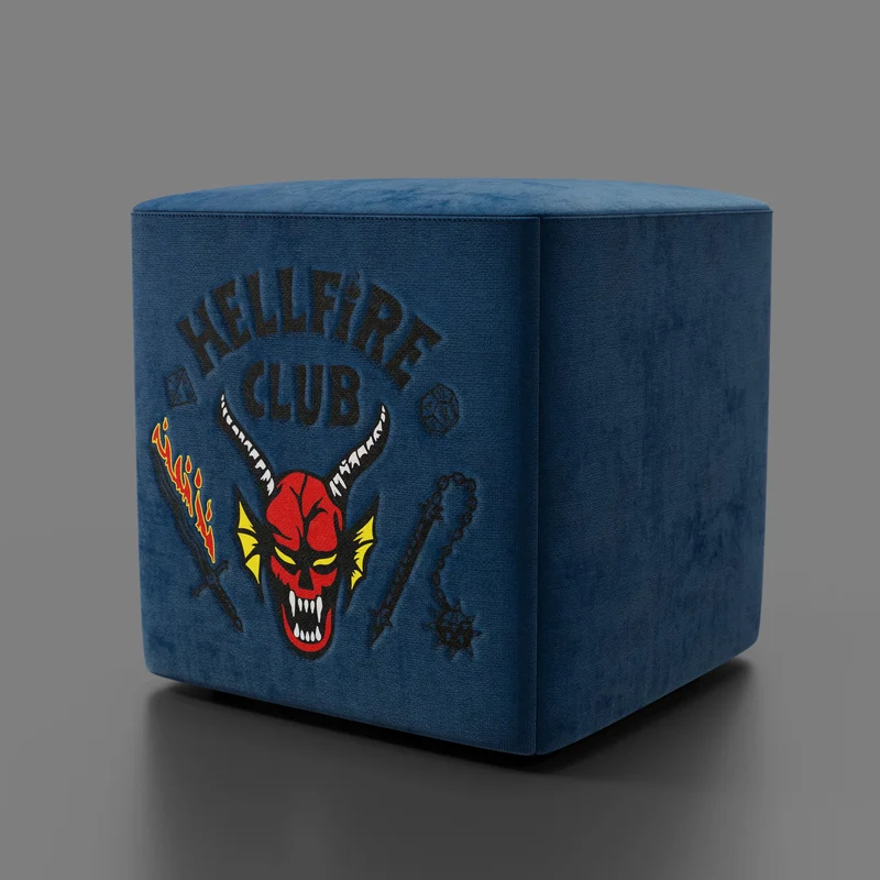 Cube pouf Hellfire club Stranger Things Édition - l'icône qui devient design - Bleu