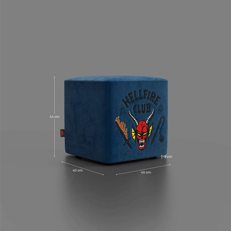 Cube pouf Hellfire club Stranger Things Édition - l'icône qui devient design - Bleu